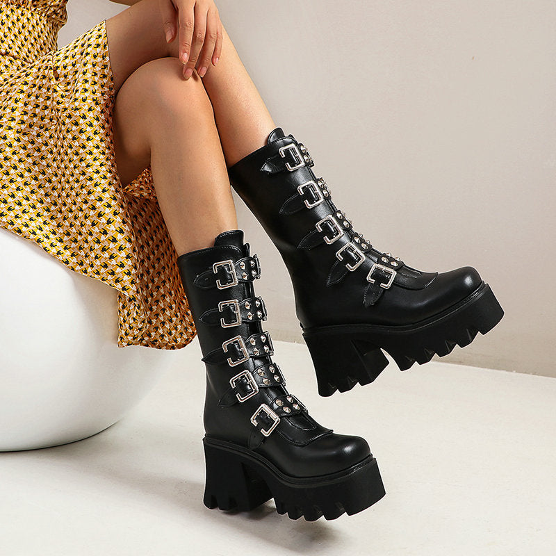 Women's High-heel Plus Size Thick Bottom Short Boots