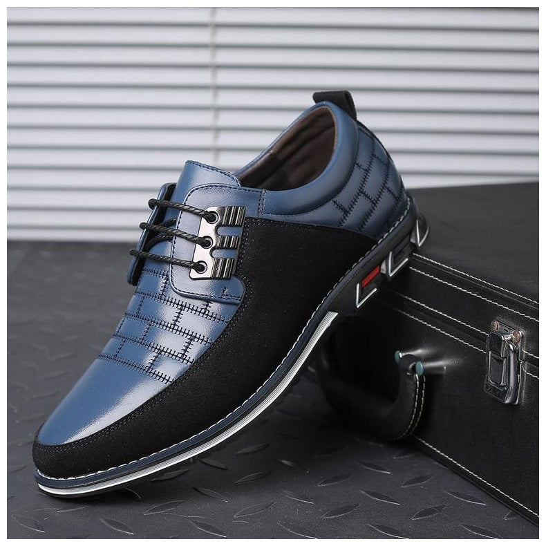 Men's Widened Fattened Extra Large Size Embroidery Leather Shoes