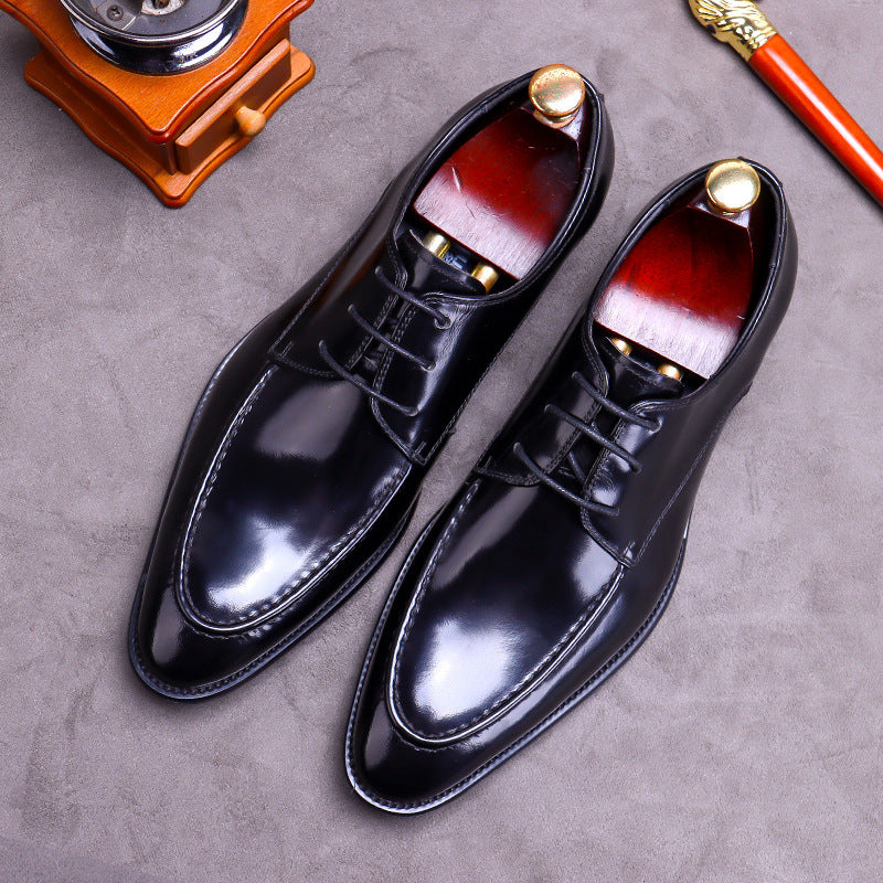 Men's Green Formal Driving Shiny Patent Leather Shoes
