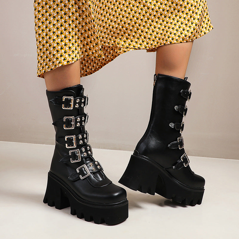 Women's High-heel Plus Size Thick Bottom Short Boots