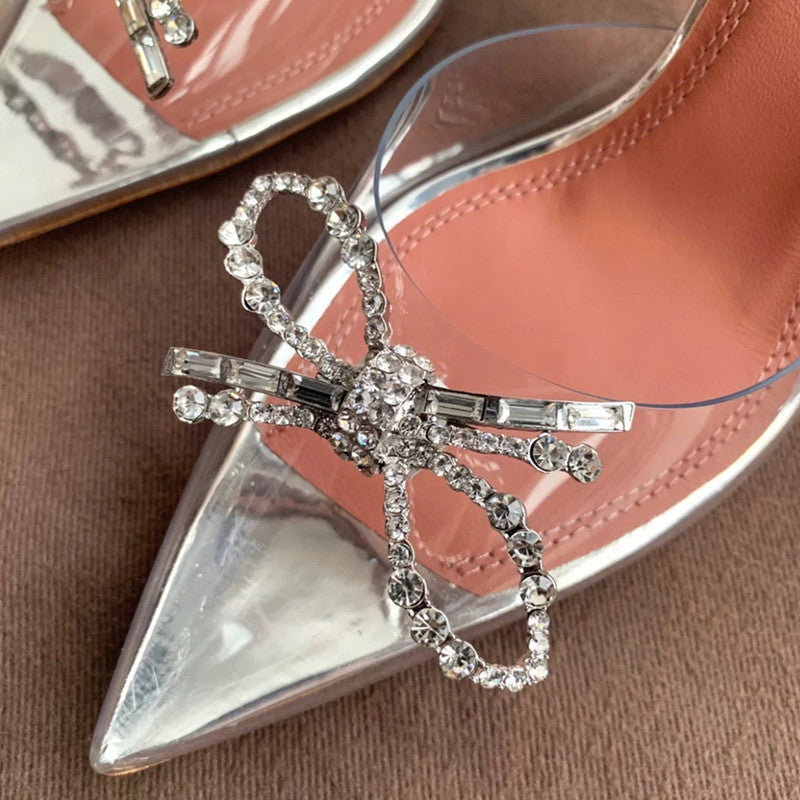 Pointed Fairy Style Crystal Transparent High Sandals