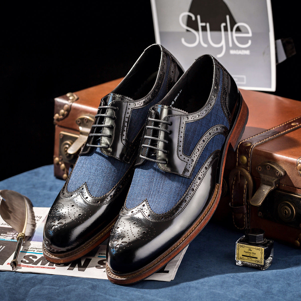 Men's Brogue Business Korean Trend Multicolor Casual Shoes