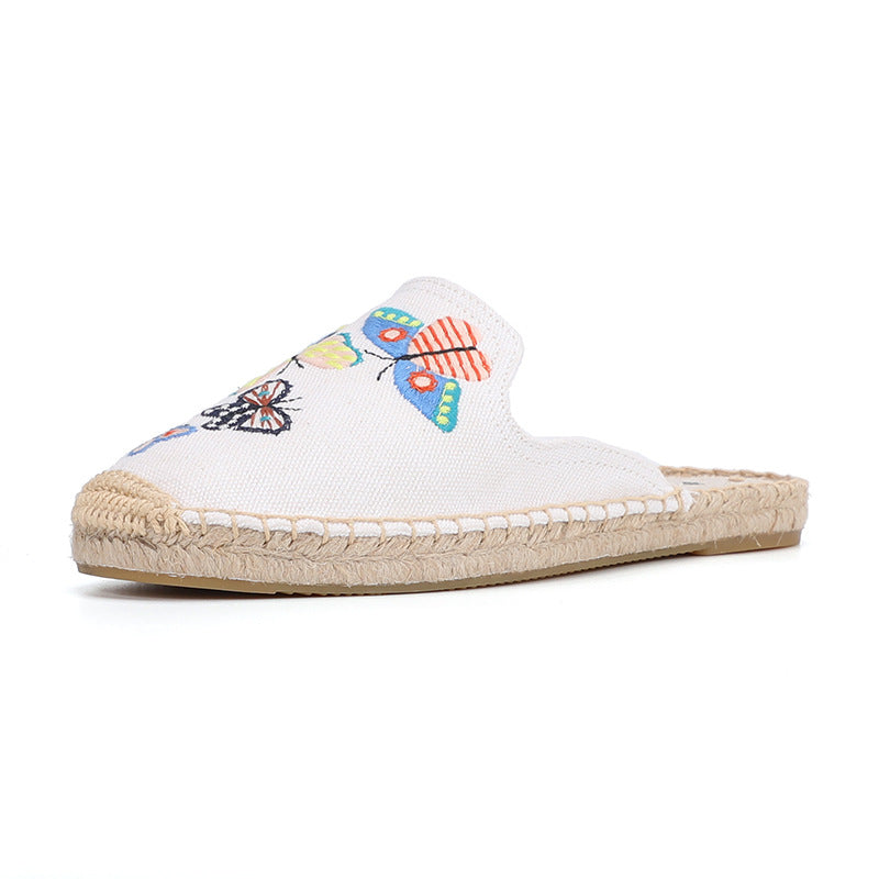 Women's Butterfly Embroidered Half Pack Outer Summer Sandals