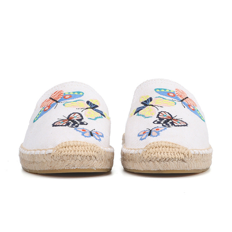 Women's Butterfly Embroidered Half Pack Outer Summer Sandals