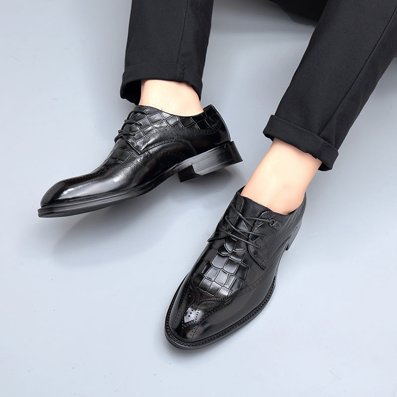 Men's Genuine Brogue Business Autumn British Dress Leather Shoes