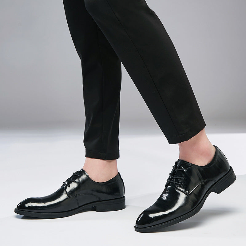 Men's Spring First Layer Cowhide Formal Business Leather Shoes
