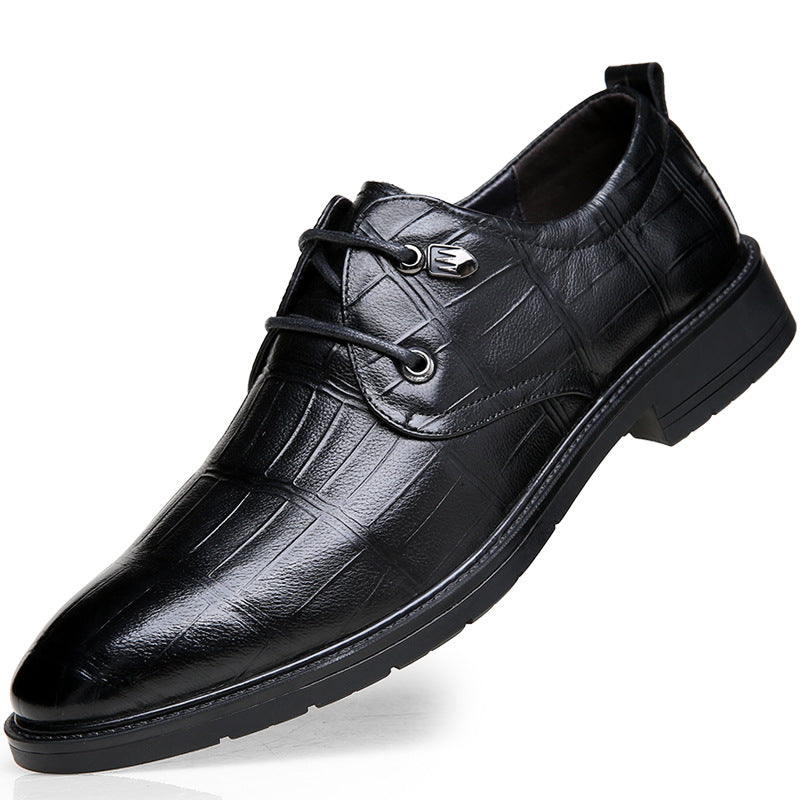 Men's Layer Cowhide Korean Style British Formal Leather Shoes