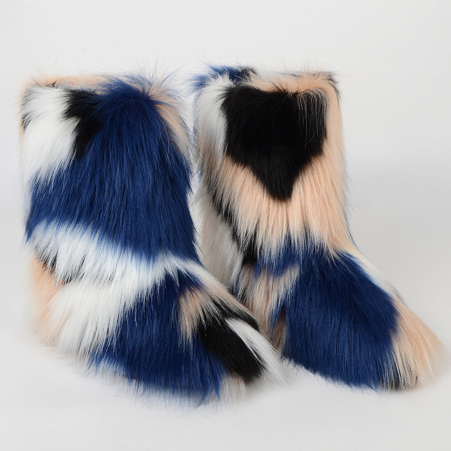 Women's Wool Fur Winter Plush Personalized Length Snow Boots