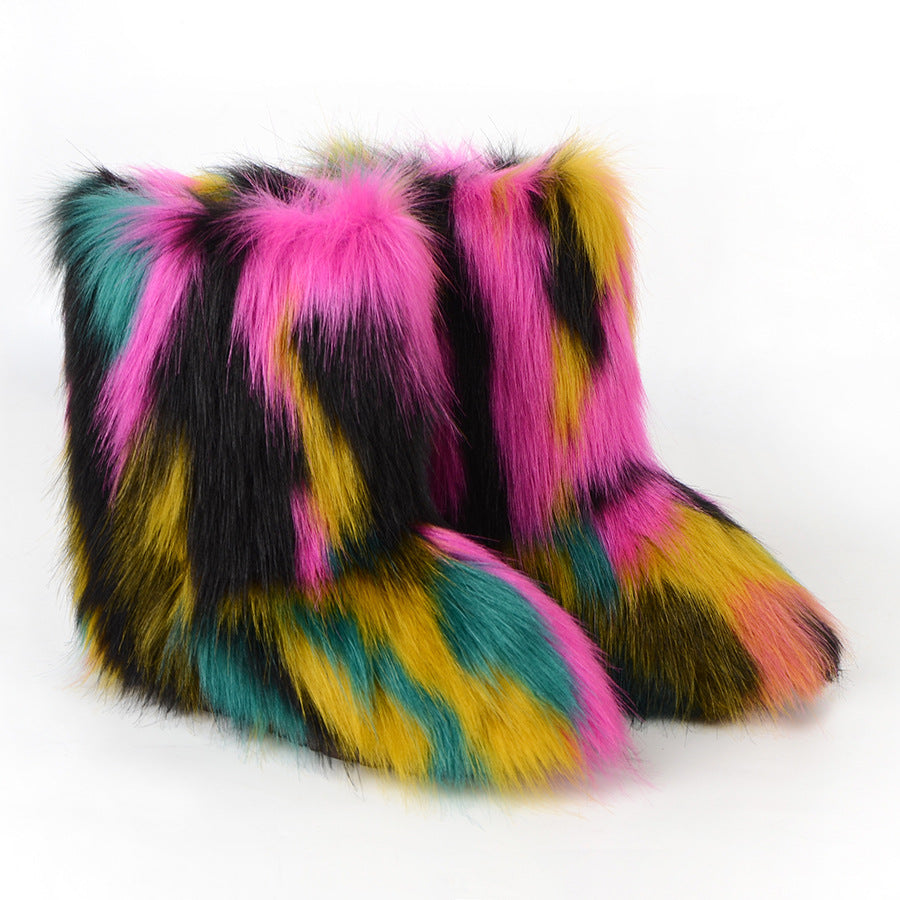 Women's Wool Fur Winter Plush Personalized Length Snow Boots