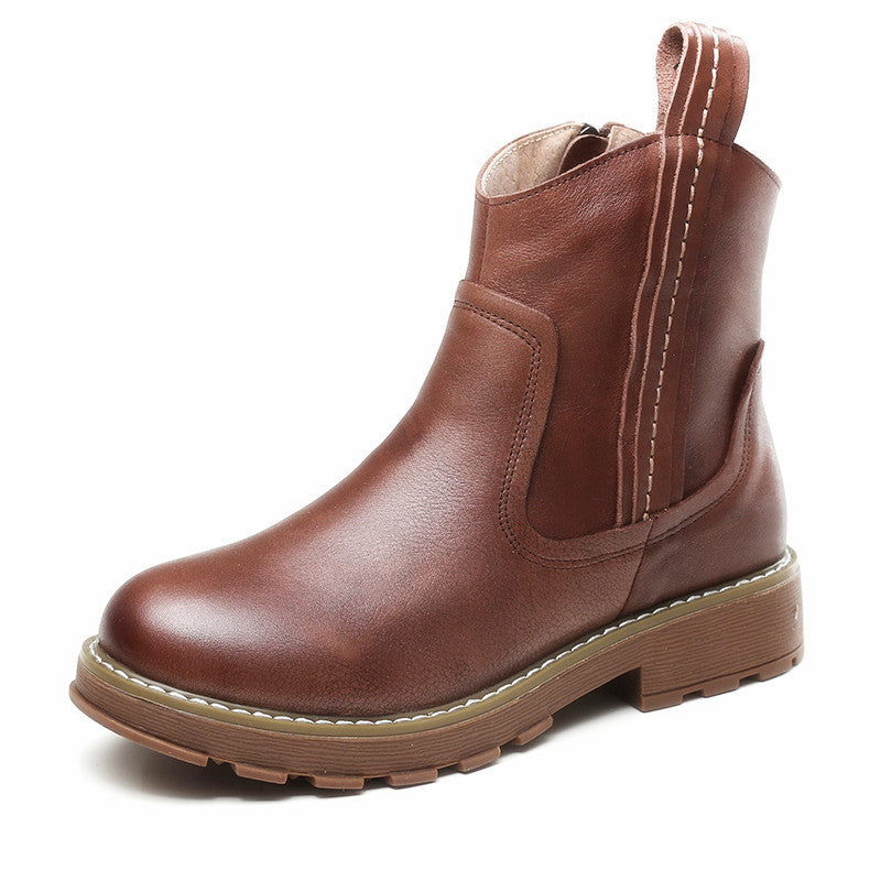 Women's Mid Martin Artistic Zipper Round Head Boots