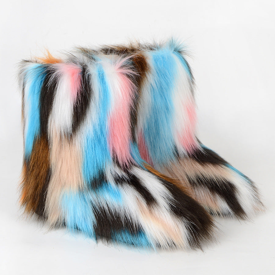 Women's Wool Fur Winter Plush Personalized Length Snow Boots