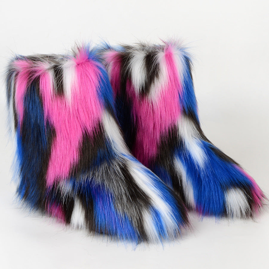 Women's Wool Fur Winter Plush Personalized Length Snow Boots