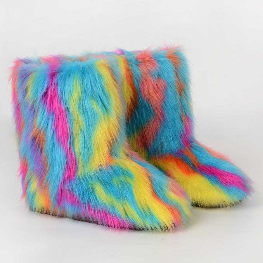 Women's Wool Fur Winter Plush Personalized Length Snow Boots
