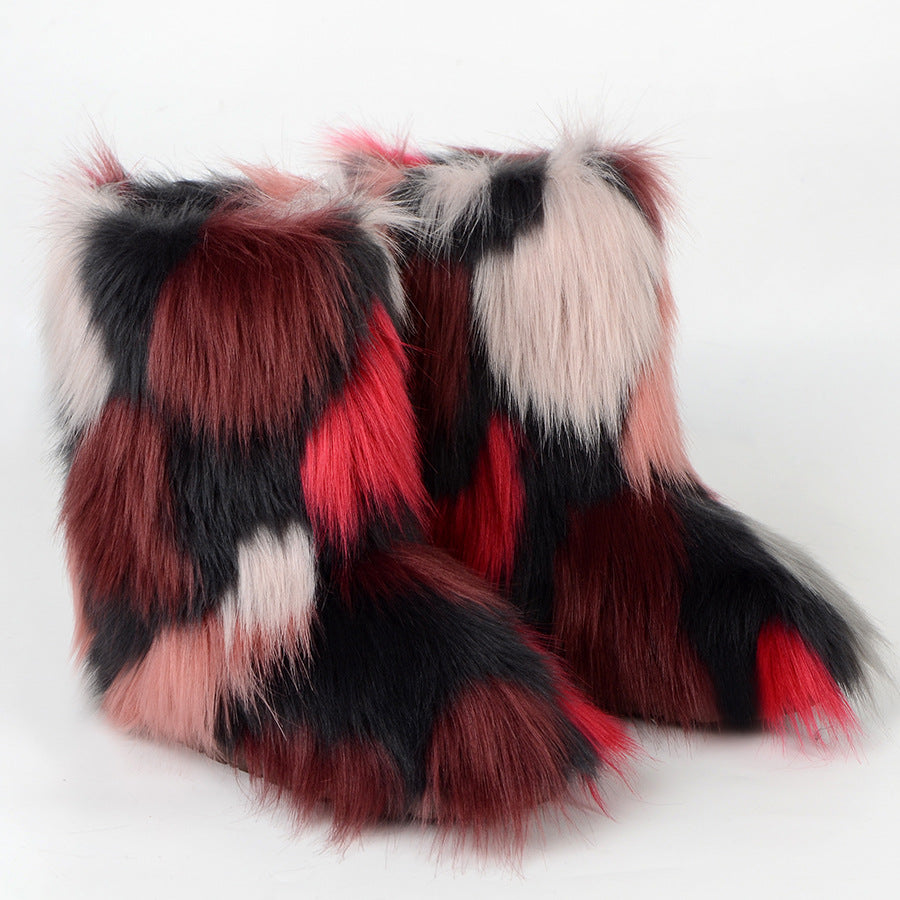 Women's Wool Fur Winter Plush Personalized Length Snow Boots