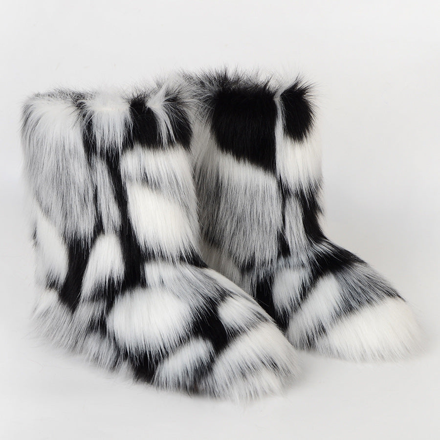 Women's Wool Fur Winter Plush Personalized Length Snow Boots