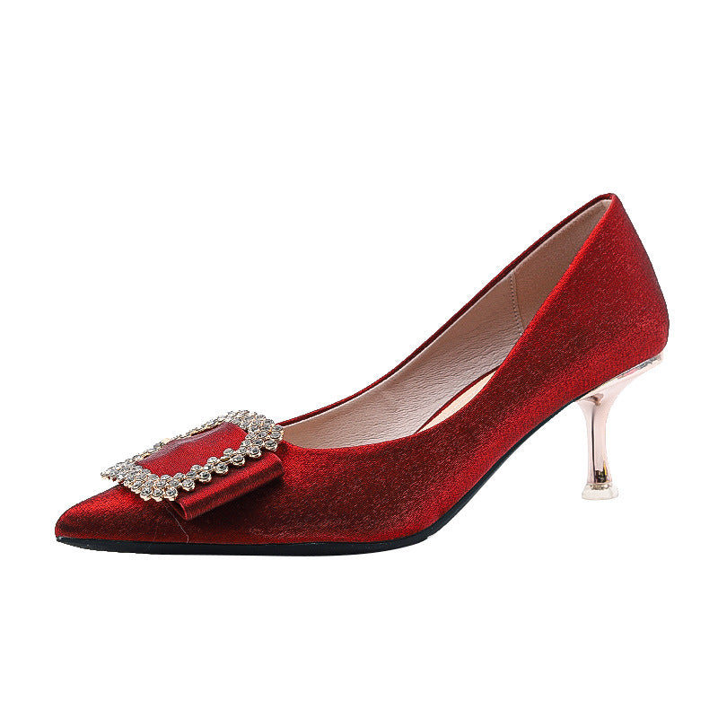 Rhinestone Style High Pointed Stiletto Shallow Women's Shoes