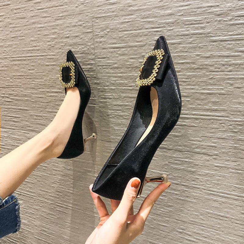 Rhinestone Style High Pointed Stiletto Shallow Women's Shoes