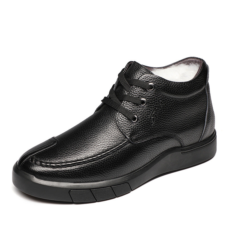 Men's Layer Cowhide Wool Cotton Genuine Plus Men's Shoes