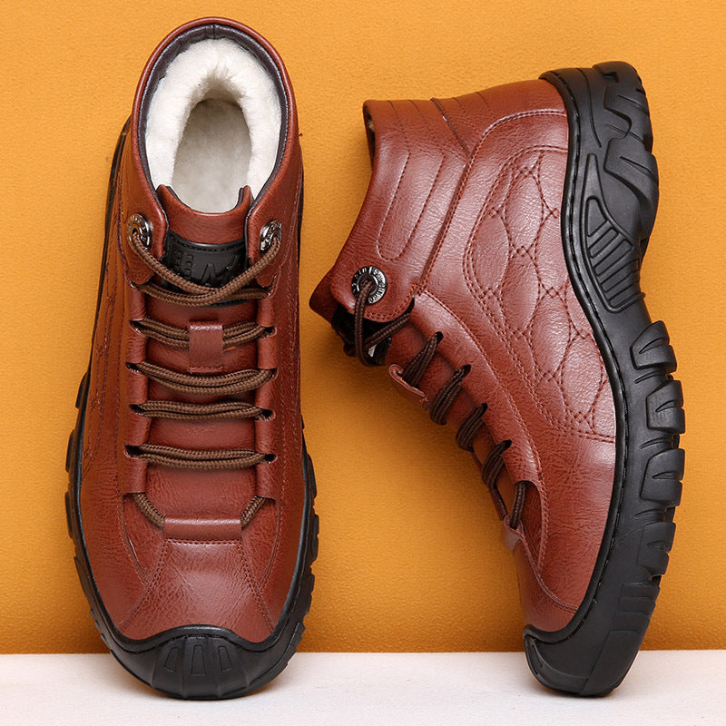 Men's Winter Cotton Genuine Warm Veet Padded Thickened Boots