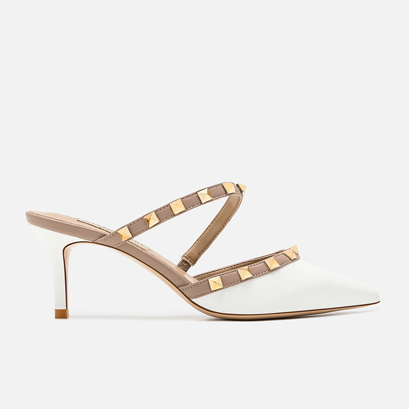 Women's Summer Toe Cap Stilettos Rivet Strap Heels