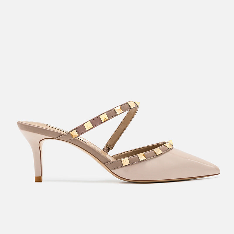 Women's Summer Toe Cap Stilettos Rivet Strap Heels