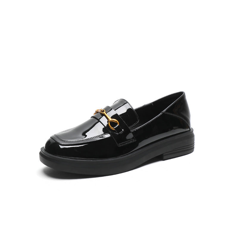 Women's Autumn British Style Fleece-lined Korean Thick Casual Shoes