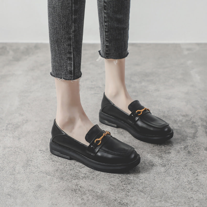 Women's Autumn British Style Fleece-lined Korean Thick Casual Shoes