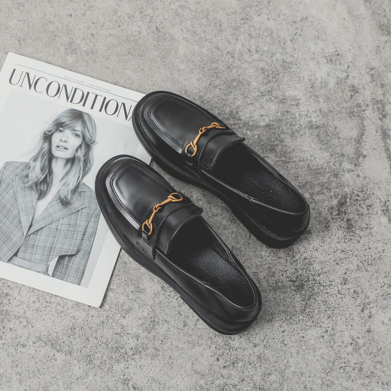 Women's Autumn British Style Fleece-lined Korean Thick Casual Shoes
