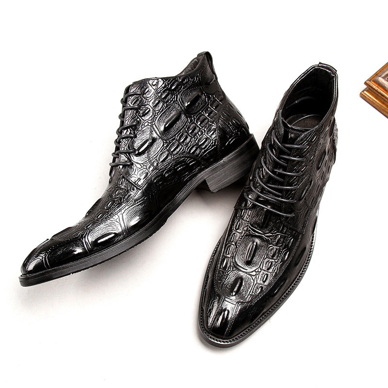 Men's Style Fashion Martin Middle Top Crocodile Pattern Boots