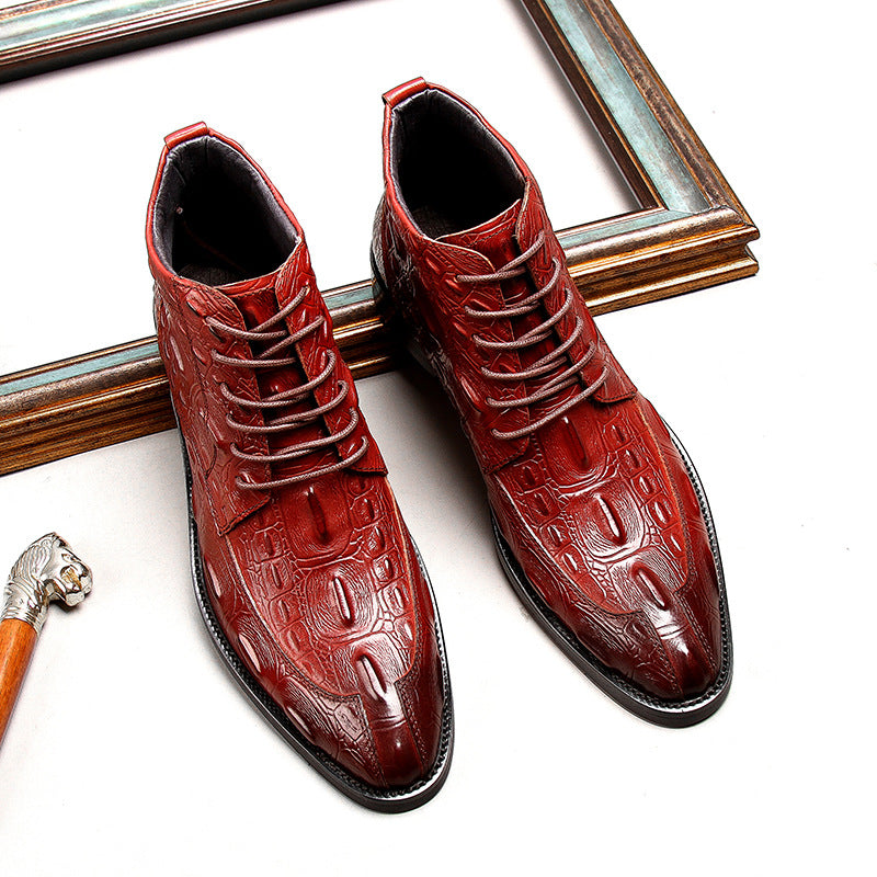 Men's Style Fashion Martin Middle Top Crocodile Pattern Boots