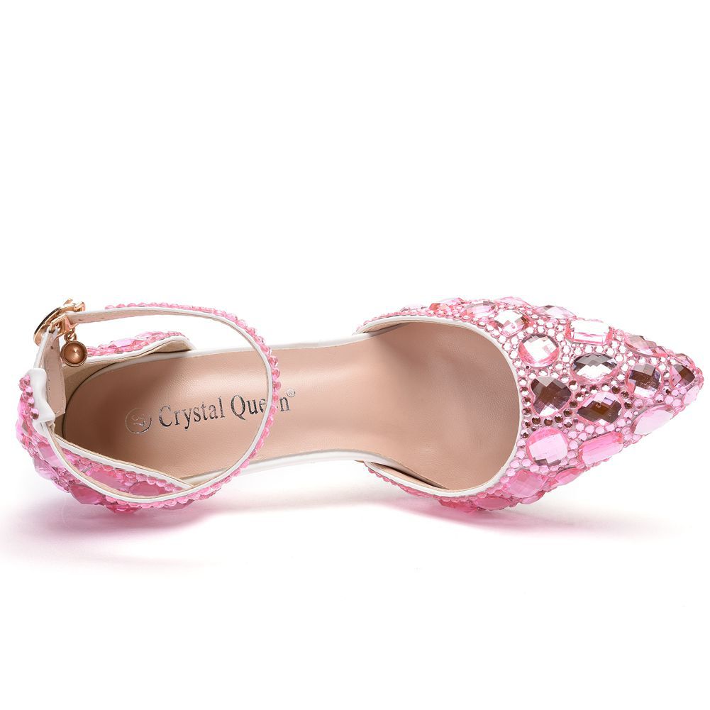 Luxury Rhinestone Pointed Toe High Stiletto Buckle Heels