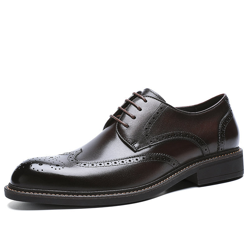 Men's British Style Brogue First Layer Calf Leather Shoes