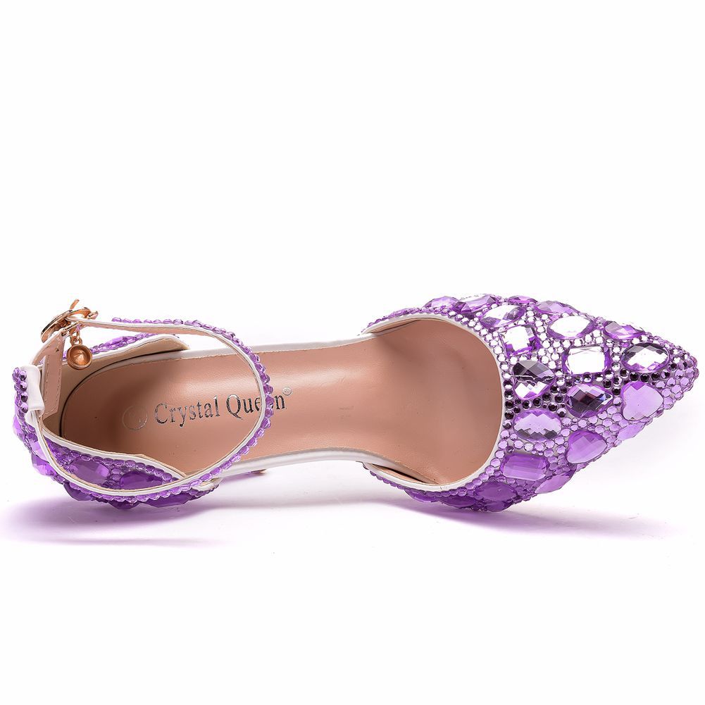 Luxury Rhinestone Pointed Toe High Stiletto Buckle Heels