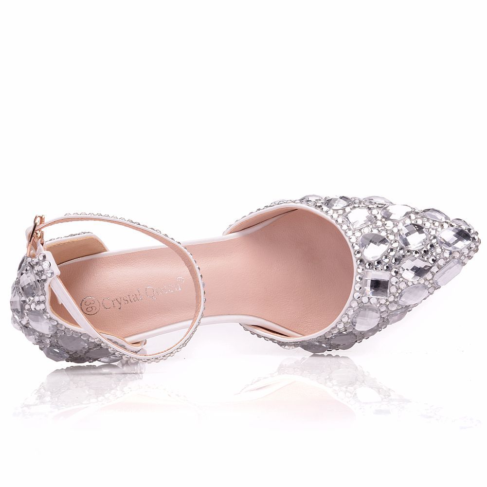 Luxury Rhinestone Pointed Toe High Stiletto Buckle Heels