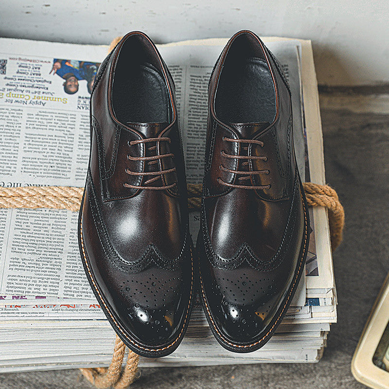 Men's British Style Brogue First Layer Calf Leather Shoes