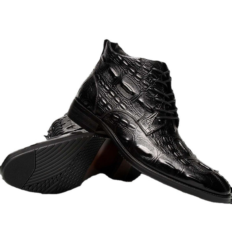 Men's Style Fashion Martin Middle Top Crocodile Pattern Boots