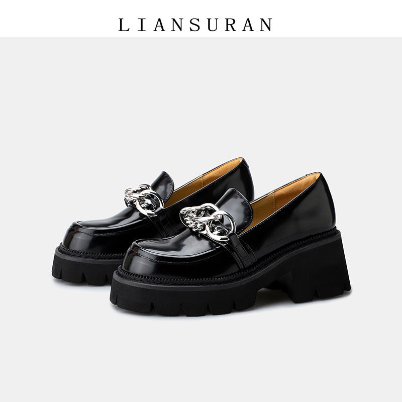Women's Dark Style Chain Retro Chunky Small Casual Shoes