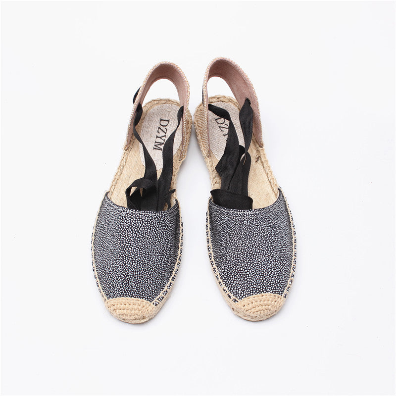 Women's Summer Round Toe Hemp Bottom Fisherman Slingback Sandals