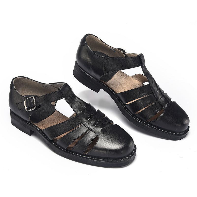 Men's Soft Old Three Cowhide Slotted Bottom Sandals