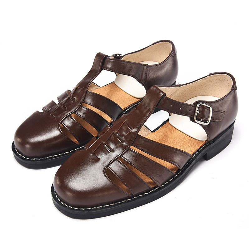 Men's Soft Old Three Cowhide Slotted Bottom Sandals