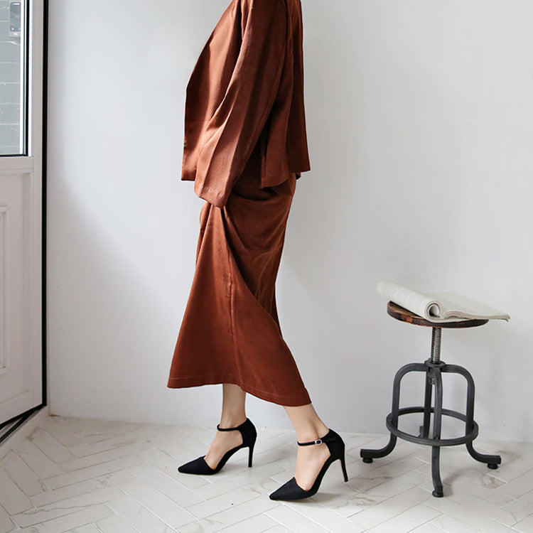 Women's With Toe Box Stiletto Fashion Suede Hollow Korean Heels