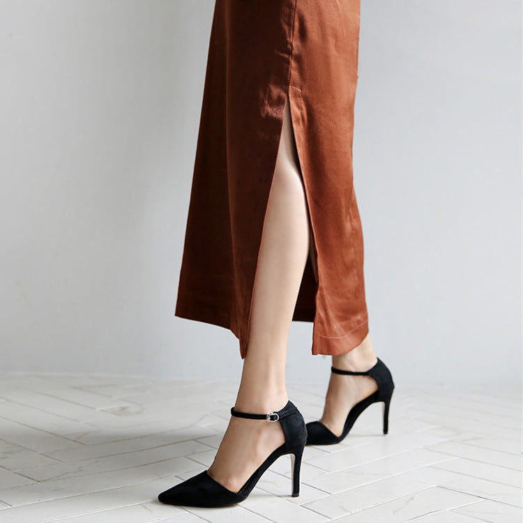 Women's With Toe Box Stiletto Fashion Suede Hollow Korean Heels