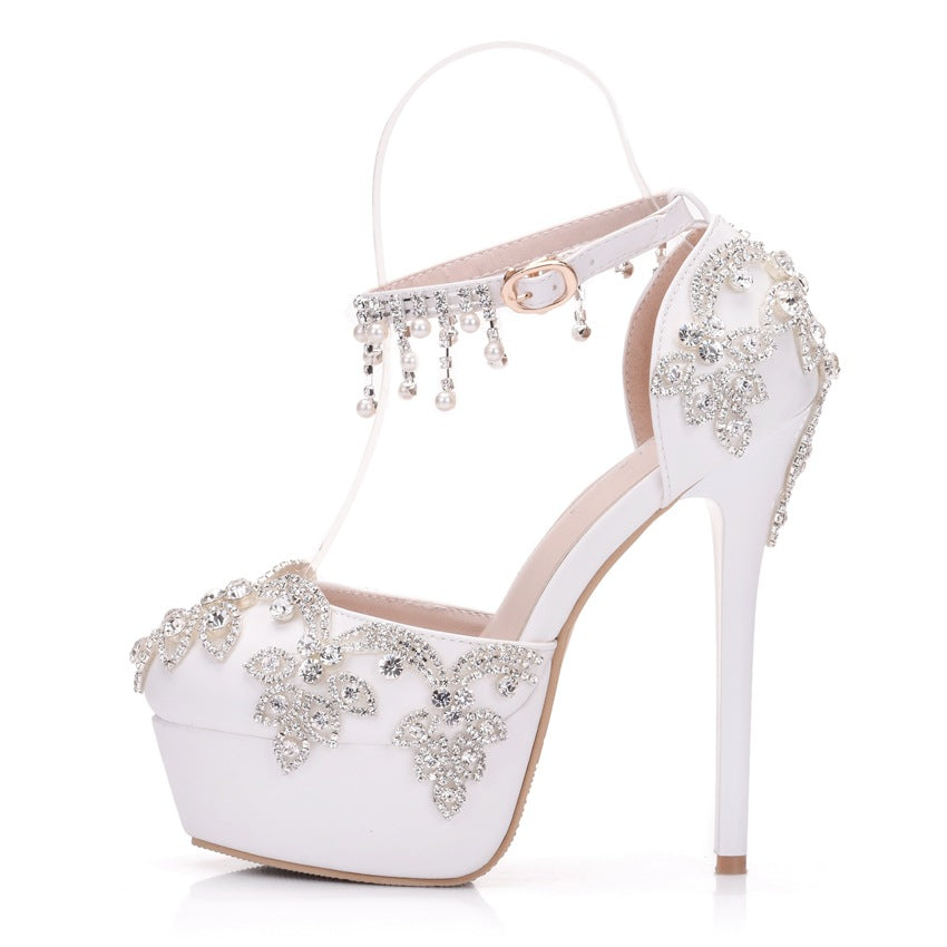 Women's Wedding Pumps Beaded Tassel Chain High Heels