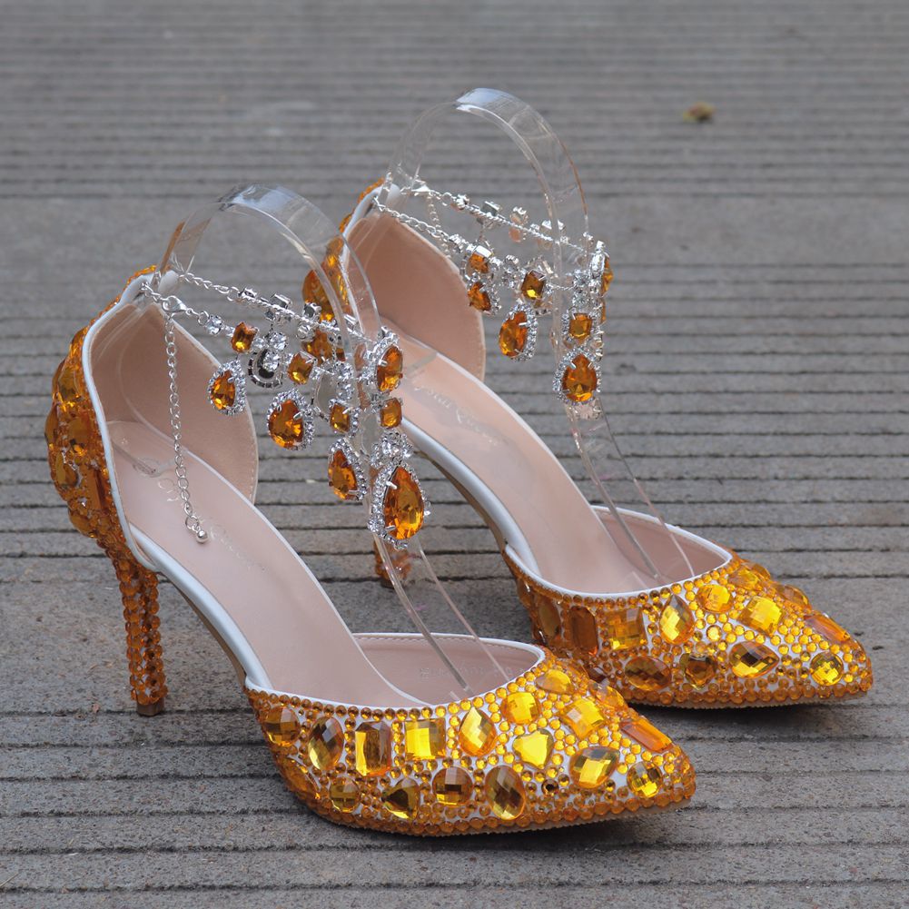 Plus Size Tassel Rhinestone Wedding Stiletto Sandals