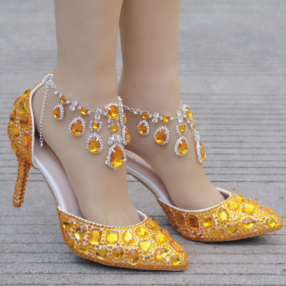 Plus Size Tassel Rhinestone Wedding Stiletto Sandals