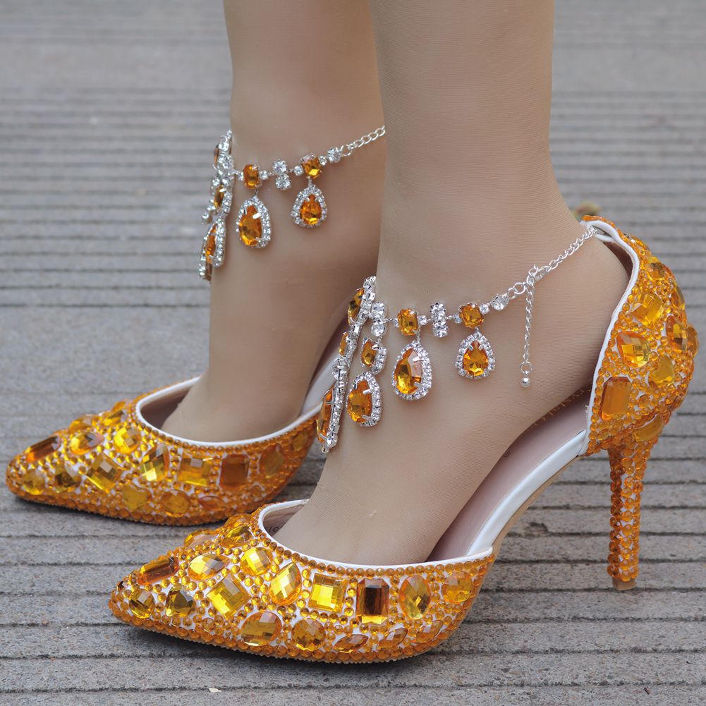 Plus Size Tassel Rhinestone Wedding Stiletto Sandals