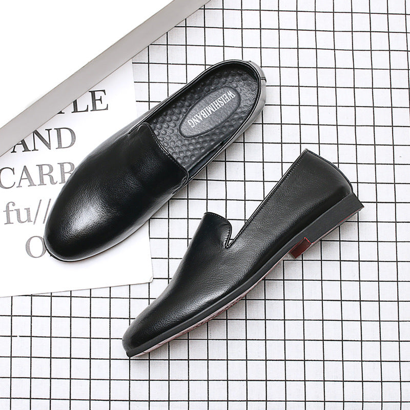 Men's Summer British Pointed Toe Black Foot Covering Casual Shoes
