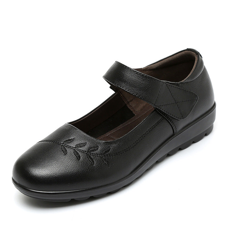 Women's Spring Round Head Genuine Middle Old Mother Women's Shoes