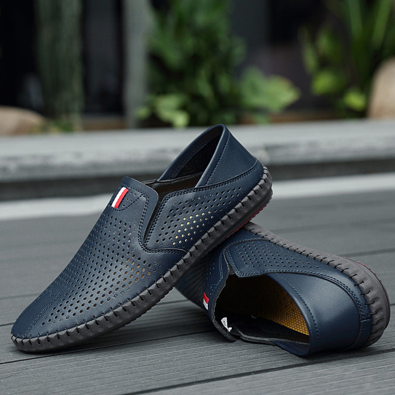 Men's Summer Soft Bottom Outdoor Breathable Hollow Perforated Casual Shoes