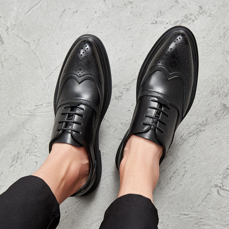 Men's Mori Autumn Korean Pointed Business British Brogue Men's Shoes